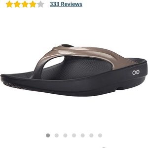 Oofos oolala flip flop bronze and black